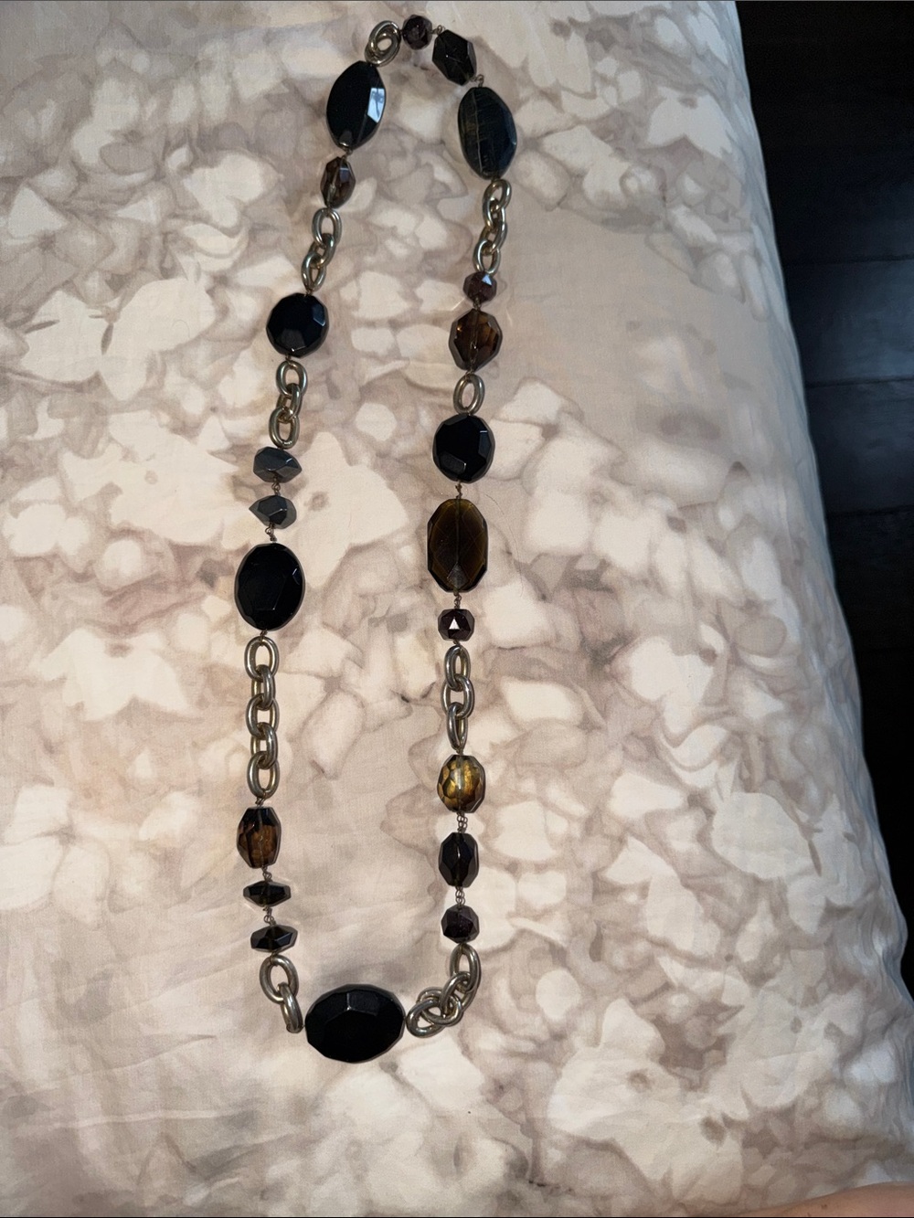 Statement Black & Brown Beaded Long Necklace - Women Jewelry
